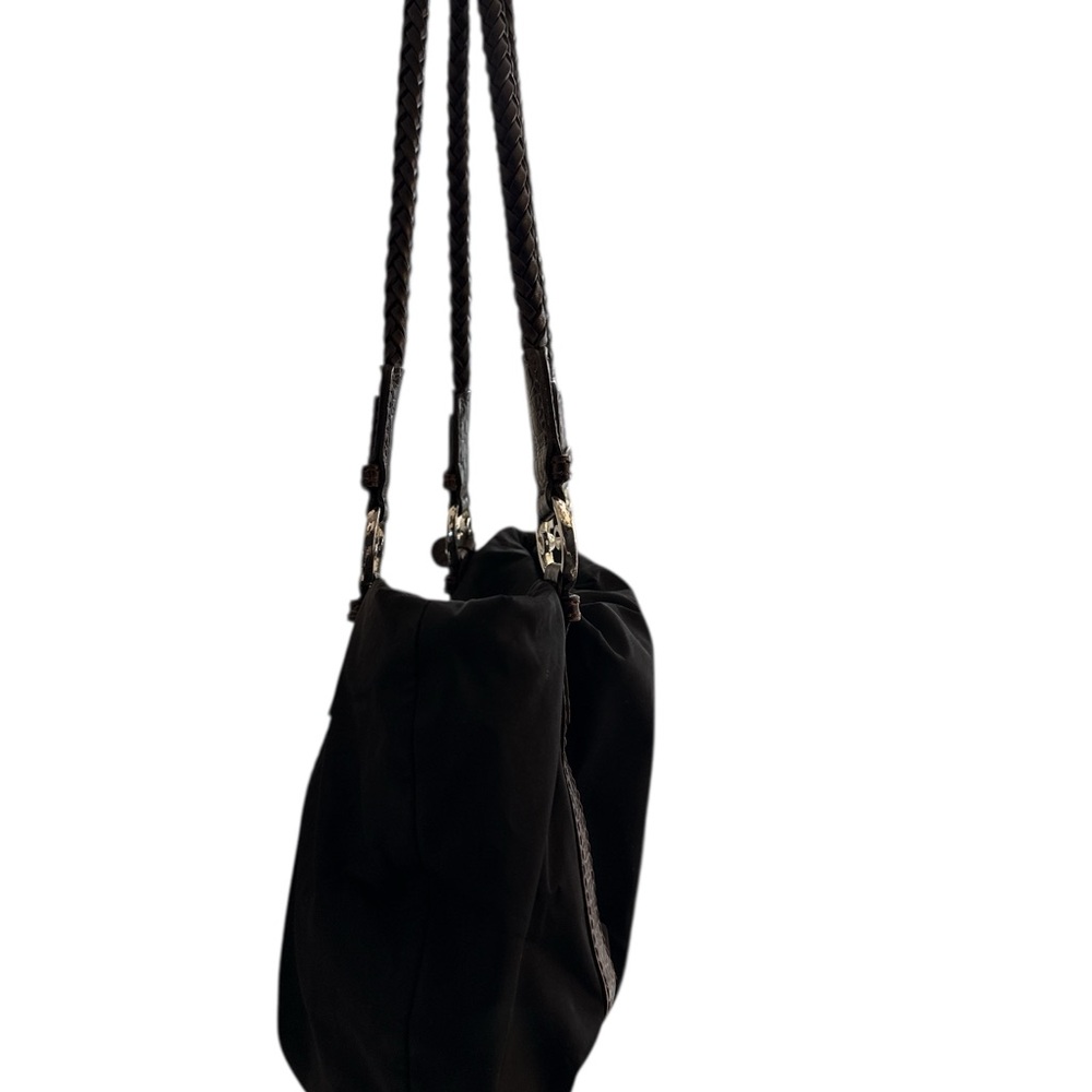 Brighton -Trendy Black and Brown Nylon/Leather Shoulder Bag - Picture 8 of 8